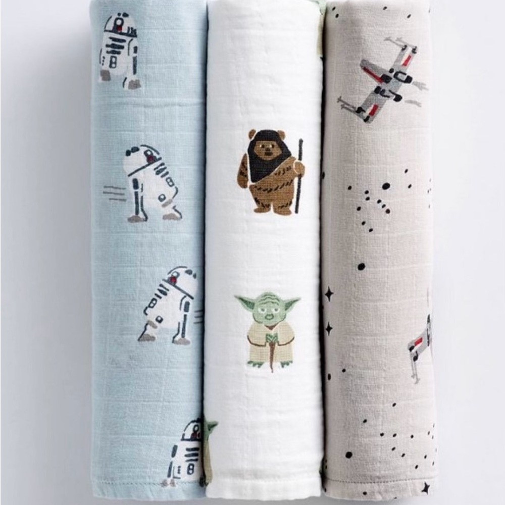 Pottery Barn Star Wars 3 swaddle blankets bundle